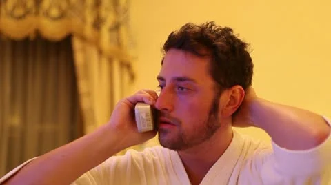Upset Man on Phone - Close Up Stock Footage