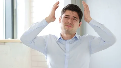 Upset Man Reacting to Failure in Office, Indoor 動画素材 73549486