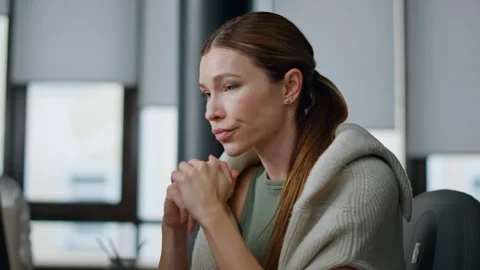 Upset manager solving problem in office. Focused woman developer analyzing code Stock Footage 242984569