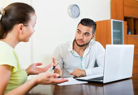 Upset pair having problems with contract Stock Photos