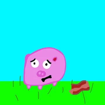 Upset pig walking on the grass Stock Illustration