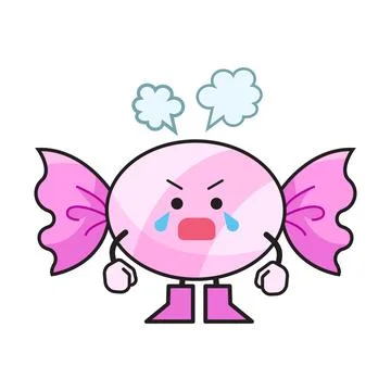 Upset pink candy character Stock Illustration