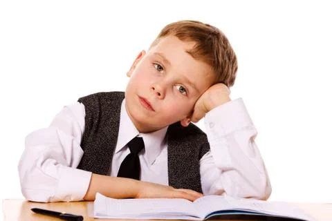 Upset schoolboy Foto stock