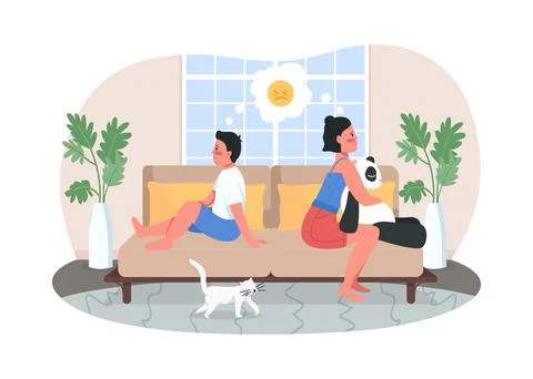 Upset siblings 2D vector web banner, poster Stock-Illustration