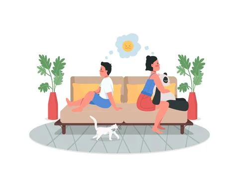 Upset siblings flat color vector detailed characters Stock Illustration