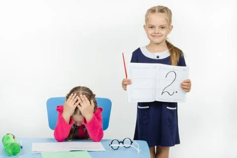 Upset student got another deuce in blog Foto stock