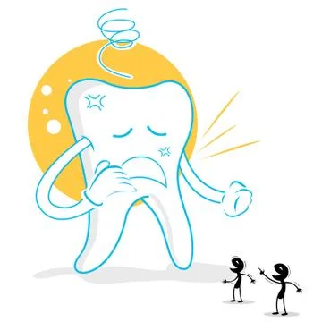 Upset teeth with germs Stock Illustration