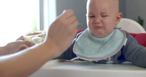 Upset toddler during dinner Video stock 112973770