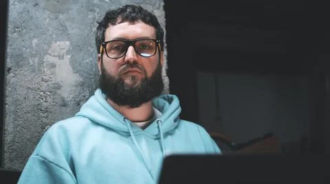 Upset web developer in a bomb shelter Stock Photos