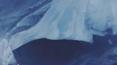 Upside-Down aerial view on frozen lake at height 300m Video stock 73768784
