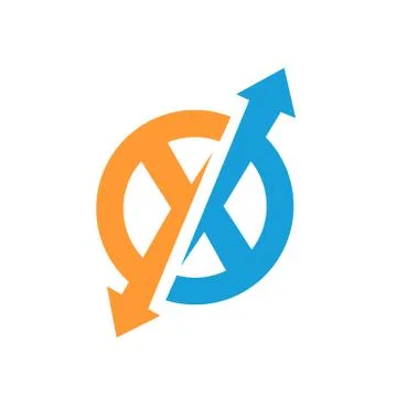 Upside down arrow X Letter logo design vector concept illustration Stock Illustration