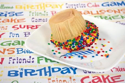 Upside down birthday cupcake Stock Photos