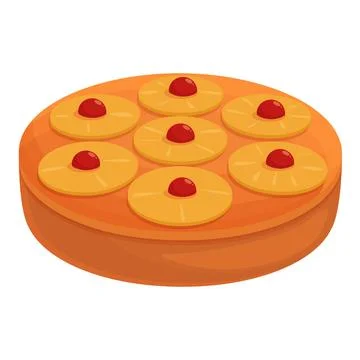 Upside-down cake cuisine icon cartoon vector. Restaurant cooking Stock Illustration