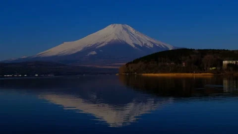 Upside down Fuji from Hirano Lake Yamanaka Japan Stock Footage 149111099
