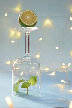 An upside down glass on a bokeh background Stock Photos