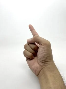 Upside down hand pointing Stock Photos