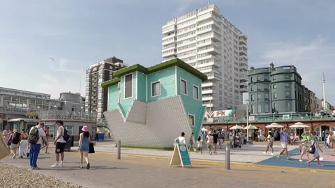 Upside down house at Brighton promenade Stock Footage 201490679