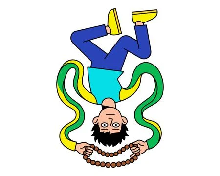 Upside Down Man with Prayer Beads Stock Illustration