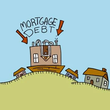 Upside down mortgage debt Stock Illustration