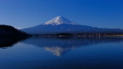 Upside down Mt. Fuji from Lake Kawaguchi Stock Footage 171239655