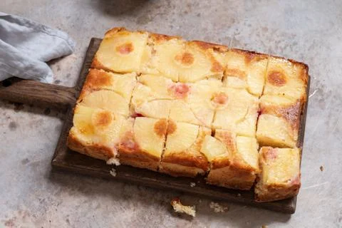 Upside down pineapple cake Stock Photos