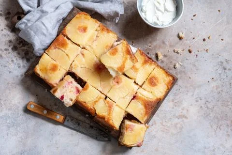 Upside down pineapple cake Stock Photos