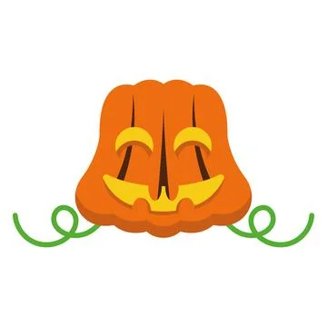 Upside down pumpkin with vines. Vector Illustrazione stock