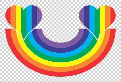 Upside Down Rainbow And Love Hearts - Transparent Png Illustration Illustrazione stock