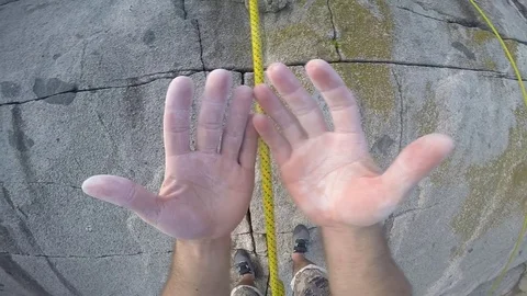 Upside down rockclimbing Stock Footage 122890774