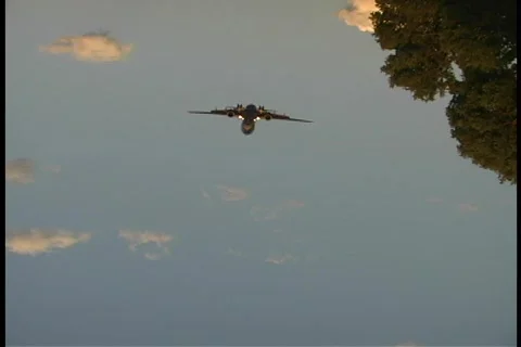 Upside Down Roll Over Shot of Airplane Landing Stock Footage 160184