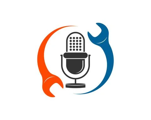 Upside down screwdriver with podcast microphone inside Illustrazione stock