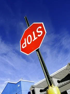 Upside Down Stop Sign Stock Photos