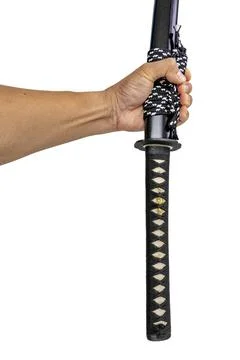 Upside down Sword - knife made to show that the sword is tight. Does not fall Stock Photos