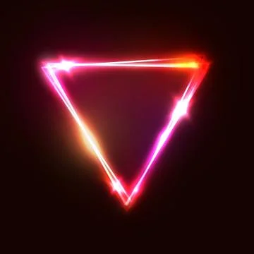 Upside down triangle background. Vector neon sign. Stock Illustration