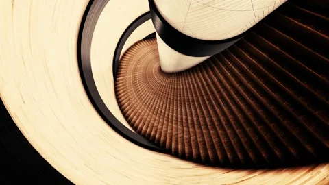 Upside down view of a spiral staircase. Animation. Flying along the abstract Stock Footage 131870572