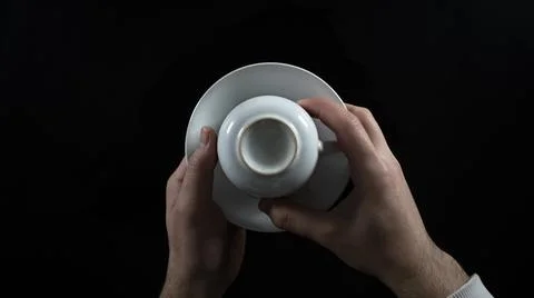 Upside down white coffee mug Stock-Fotos