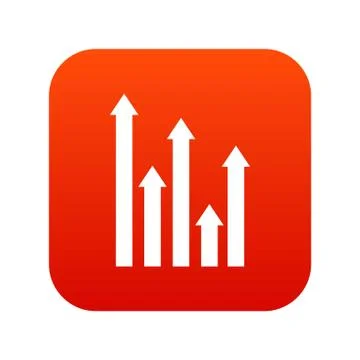 Upside growing arrows icon digital red Stock Illustration