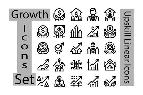 Upskill And Development Linear Icons Set For Career, Financial And Personal Stock Illustration