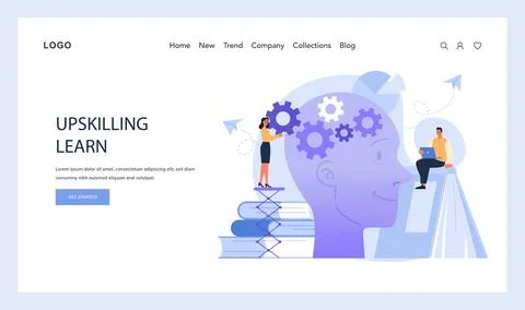 Upskilling journey set. Flat vector イラスト素材