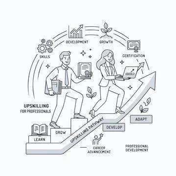 Upskilling professionals vector, career advancement pathway illustration Si.. Stock-Illustration