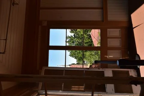 Upstairs window 스톡 사진