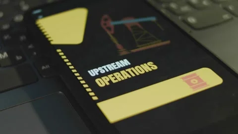 Upstream Operations inscription on smartphone screen. Graphic presentation with Stock Footage 271134824