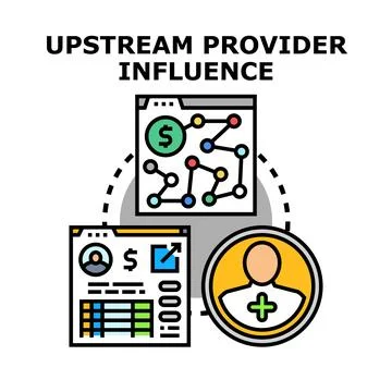 Upstream provider influence concept connecting business data and customer Illustrazione stock
