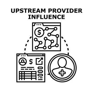 Upstream provider influence concept connecting business data and customer 스톡 일러스트