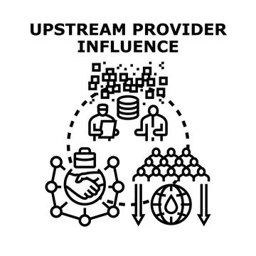 Upstream provider influence concept explaining supply chain Stock-Illustration