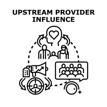 Upstream provider influence concept shaping consumer behavior Stock-Illustration