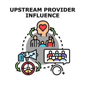 Upstream provider influence concept shaping consumer behavior Stock Illustration