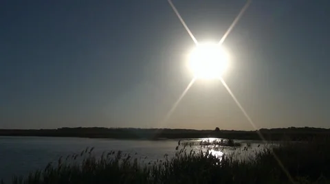Upsun above the river Stock Footage 33702351