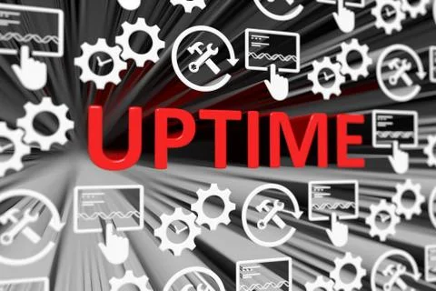 UPTIME concept blurred background 3d render illustration Stock Illustration