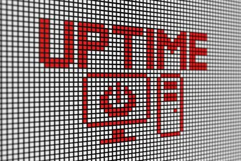 UPTIME text scoreboard blurred background 3d illustration Stock Illustration